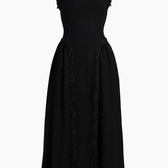 Self Portrait Black Bouclé Sleeveless Midi Dress US2 | Elegant NWOT - Picture 2 of 7